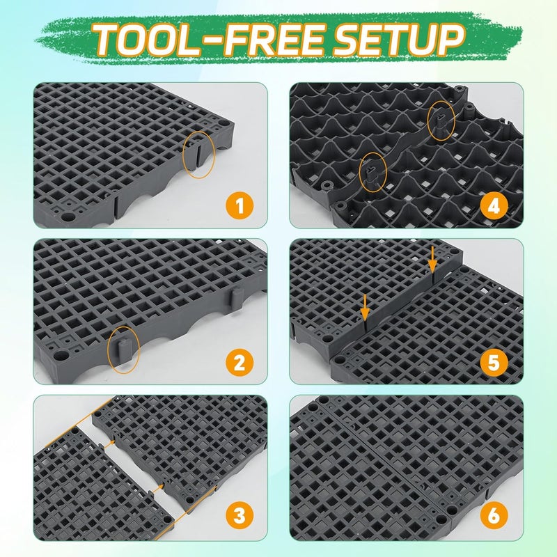 veonly Heavy Duty Fountain Basin Grates,3 Pack 24"×12" Reservoir Grates for Pond and Water Garden, Suitable for Water Features, Ponds, Fountains, Landscaping Decor, Reinforced PP Material (Grid style) - Image 5